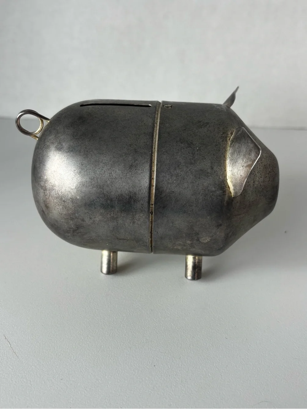 Vintage Silver Plated Lunt Piggy Bank 5”